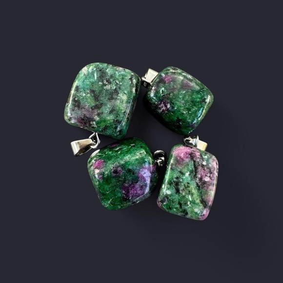 Ruby Zoisite Stone Pendant Necklace - Picture 3 of 5